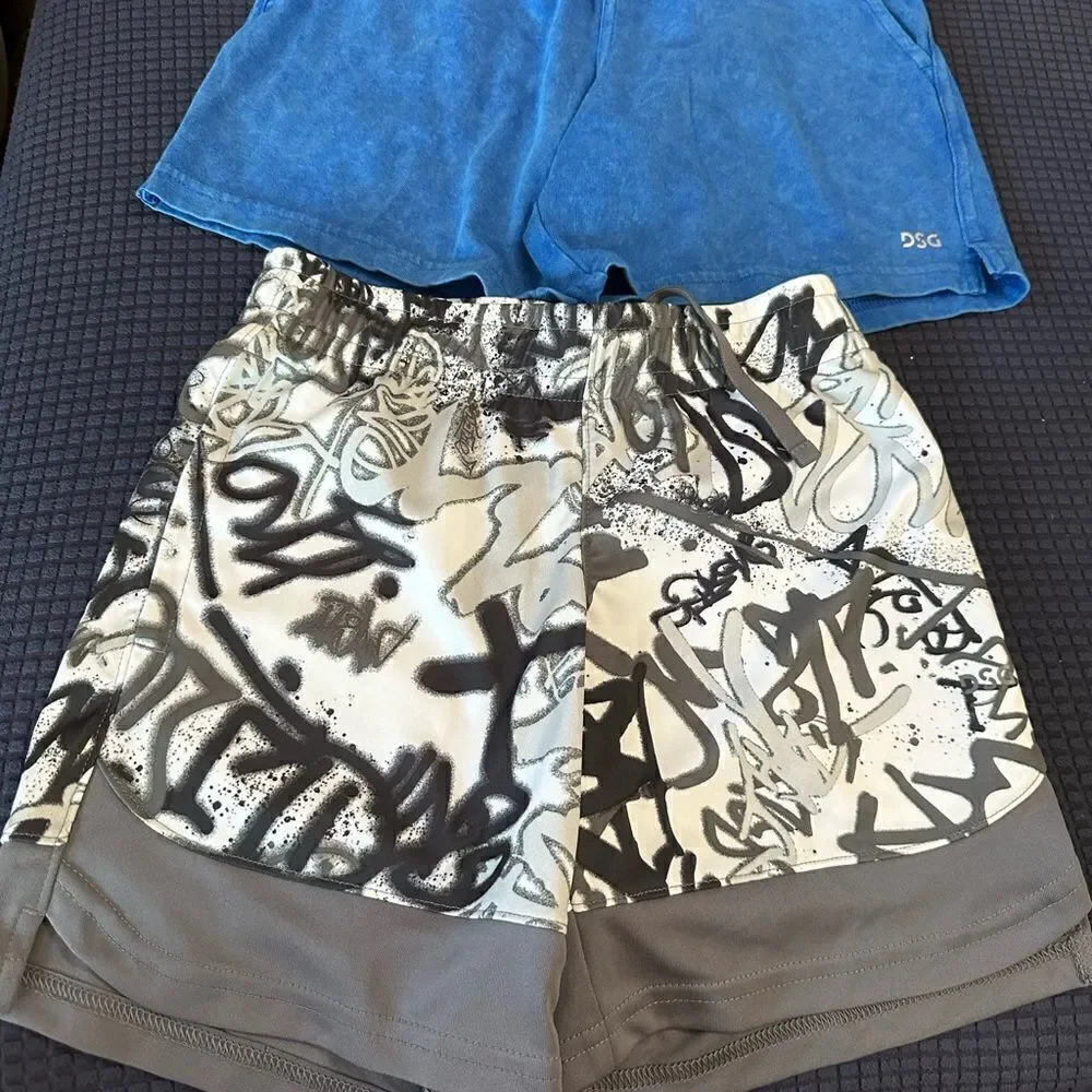 DSG | Boys Graffiti Knit Train &  Blue Cotton Jersey Shorts Lot | XS 6/7